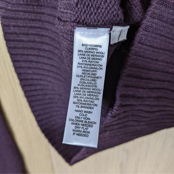 LOFT Women's Wool Blend Purple Button Up Sweater Cardigan Size Medium - Picture 4 of 8